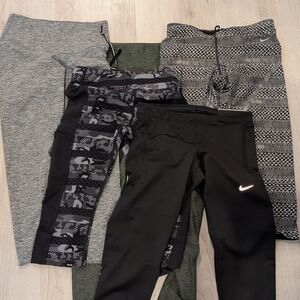Lot Of 5 Nike Tights Workout Pants Dri Fit Training Yoga